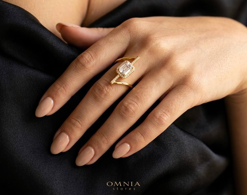 Shelley Emerald-Cut Moissanite Ring 6x8mm (2CT) with Certificate in 925 Sterling Silver Gold Plated - Image 3