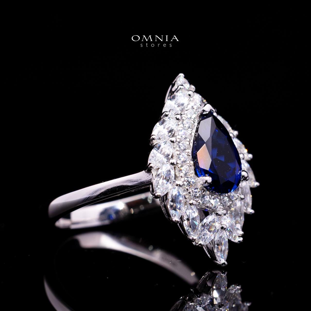 Carolina Lab-Grown Blue Sapphire Pear-Cut Ring (6x9mm) with GRC Certificate in 925 Sterling Silver - Image 3