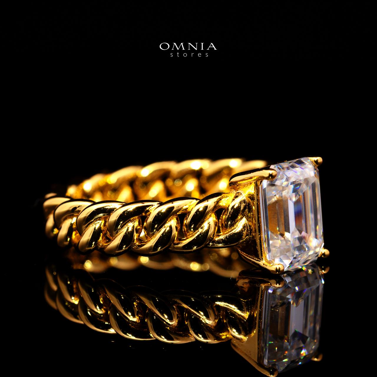 Keira Emerald-Cut Moissanite Ring 7x9mm (3CT) with Certificate in 925 Sterling Silver Gold Plated - Image 3