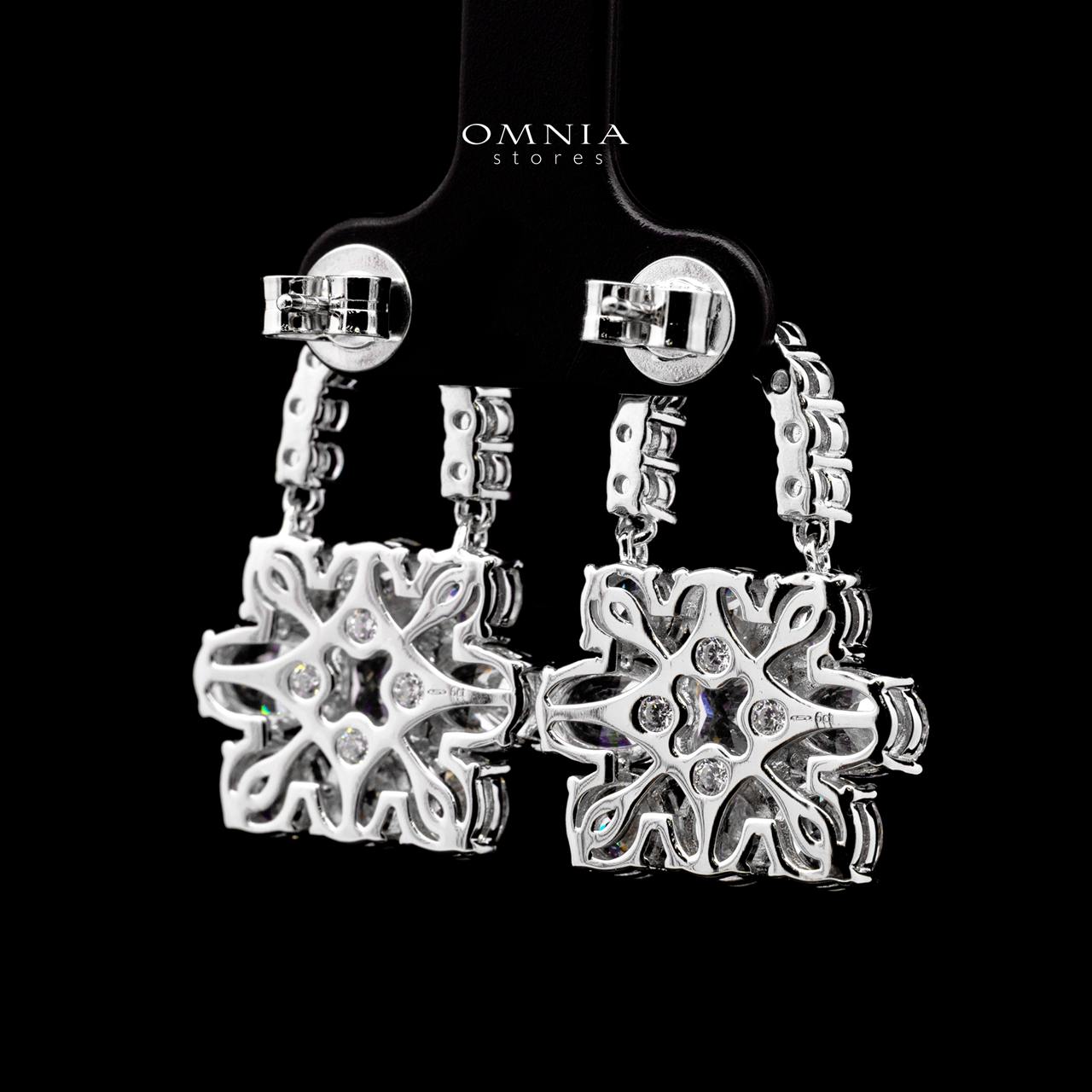 Aila White Lock Design Earrings with High-Quality Premium Simulated Diamonds in 925 Sterling Silver - Image 3
