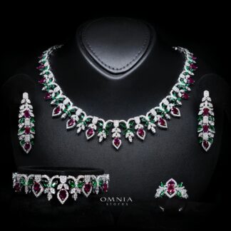 Simra Multicolor Luxury Bridal Full Set with High-Quality Simulated Diamonds – Rhodium Plated