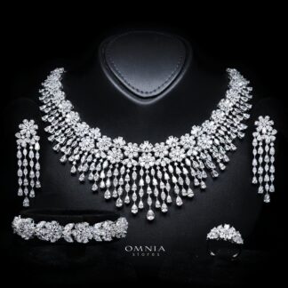 Seema White Luxury Bridal Full Set with High-Quality Simulated Diamonds – Rhodium Plated