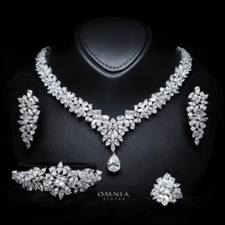 Christine White Luxury Bridal Full Set with High-Quality Simulated Diamonds – Rhodium Plated