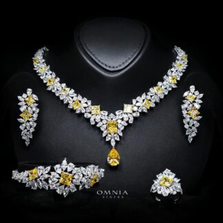 Christine Yellow Luxury Bridal Full Set with High-Quality Simulated Diamonds – Rhodium Plated