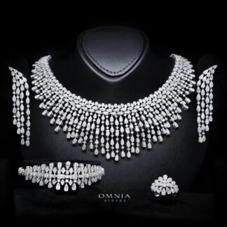 Adaliya Luxury Bridal Full Set with High-Quality Simulated Diamonds – Rhodium Plated