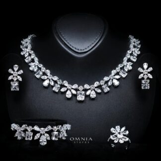 Rizza White Luxury Bridal Full Set with High-Quality Simulated Diamonds – Rhodium Plated