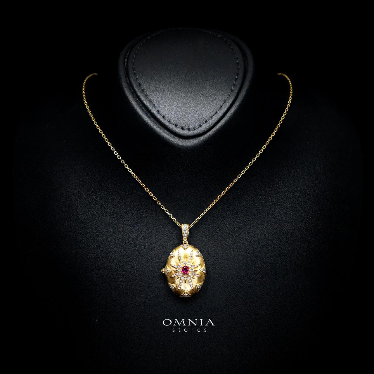 Macy Gold-Plated Necklace with Certified Premium Simulated Diamonds in 925 Sterling Silver - Image 2