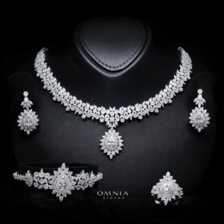 Ayrine White Luxury Bridal Full Set with High-Quality Simulated Diamonds – Rhodium Plated