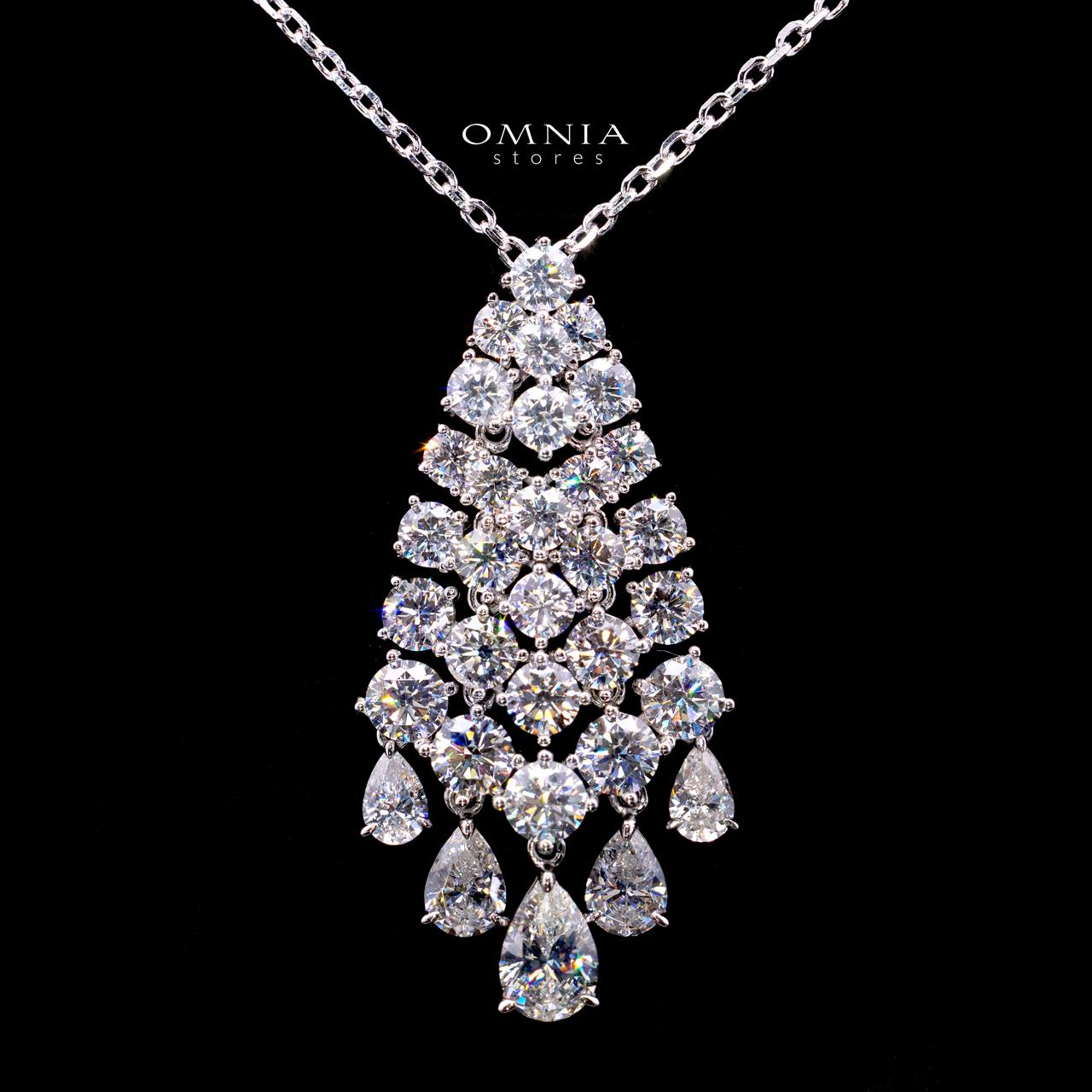 Omnia Taslima Silver Necklace With High Quality Certified Lab Crafted Stones In 925 Silver