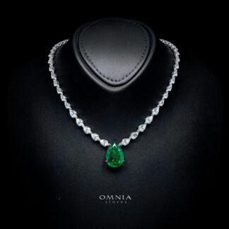 Aretha Green Necklace with Certified Premium Simulated Diamonds in 925 Sterling Silver