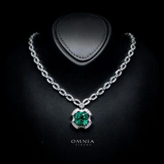 Rita Green Center Stone Necklace with Certified Premium Simulated Diamonds in 925 Sterling Silver