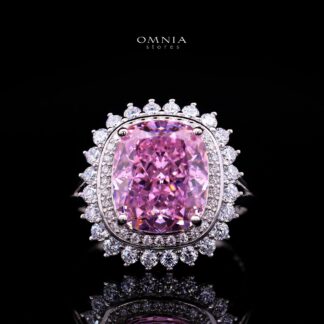 Ylona Pink Ring with Certified Premium Simulated Diamonds in 925 Sterling Silver