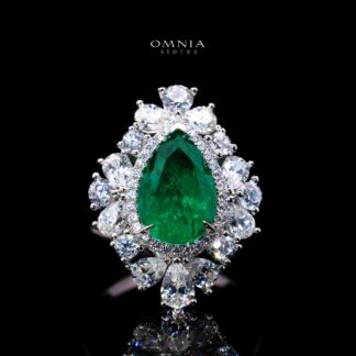 Destiny Green Ring with Certified Premium Simulated Diamonds in 925 Sterling Silver