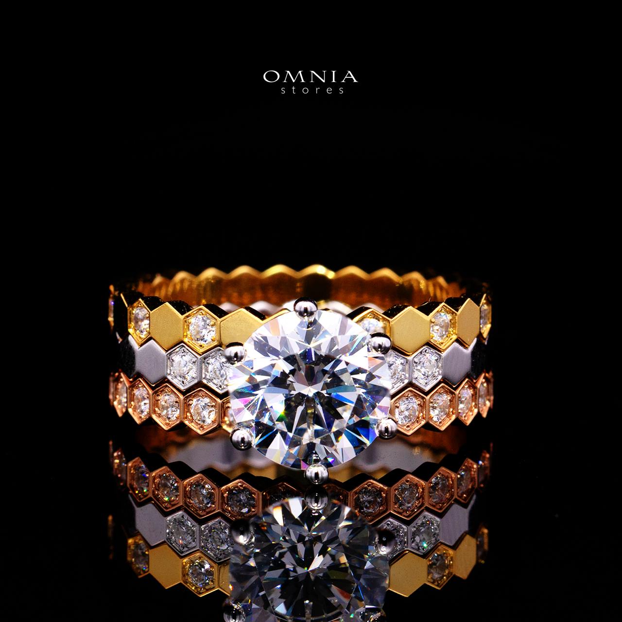 Agnese Tricolor Ring with Certificate | High-Quality Premium Simulated Diamonds in 925 Sterling Silver