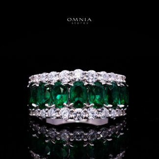 Adesina Green Ring with Certified High-Quality Premium Simulated Diamonds in 925 Sterling Silver