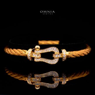 Ayeisa Woven Gold-Plated Bracelet with Certified High-Quality Premium Simulated Diamonds in 925 Sterling Silver