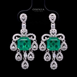 Astella Green Earrings with Certified High-Quality Premium Simulated Diamonds in 925 Sterling Silver