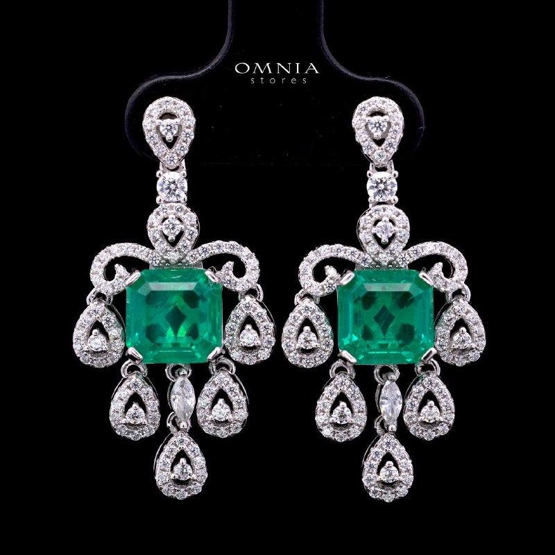 Astella Green Earrings with Certified High-Quality Premium Simulated Diamonds in 925 Sterling Silver