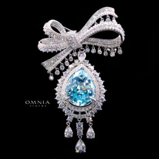 Alani Baby Blue Brooch with Certified High-Quality Premium Simulated Diamonds in 925 Sterling Silver