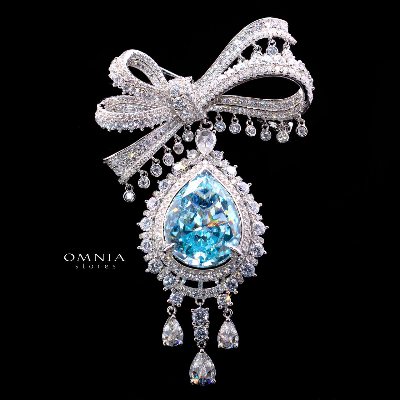 Alani Baby Blue Brooch with Certified High-Quality Premium Simulated Diamonds in 925 Sterling Silver