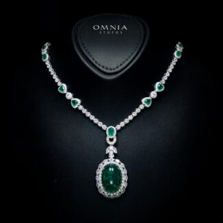 Victoria Green Necklace with High-Quality Premium Simulated Diamonds in 925 Sterling Silver