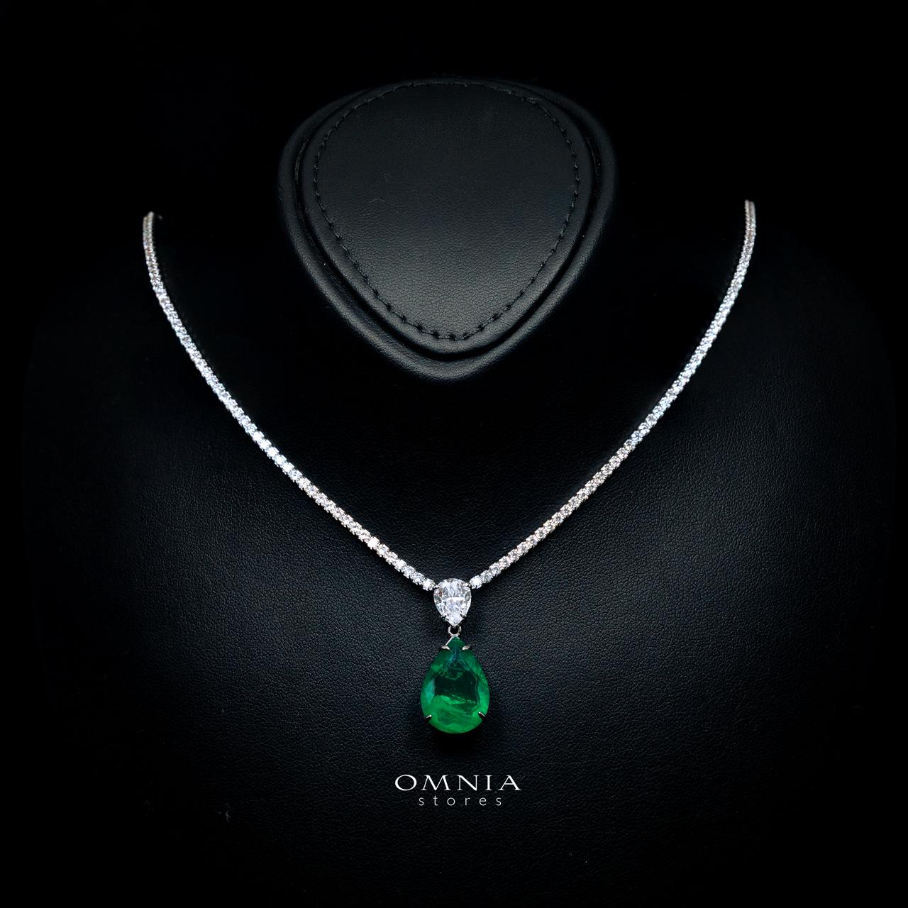Hiraya Green Necklace with High-Quality Premium Simulated Diamonds in 925 Sterling Silver - Image 2