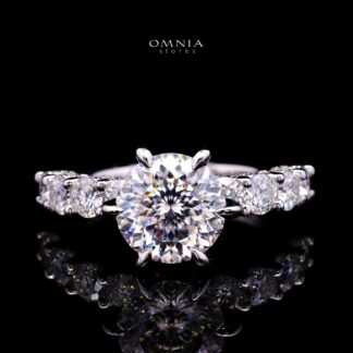 Fabia Ring with Certified High-Quality Premium Simulated Diamonds in 925 Sterling Silver