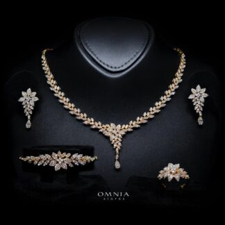 Farrah Gold Luxury Bridal Full Set with High-Quality Simulated Diamonds – Rhodium Plated