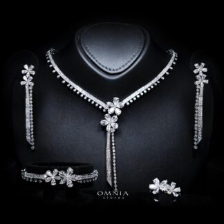 Emmeline White Luxury Bridal Full Set with High-Quality Simulated Diamonds – Rhodium Plated