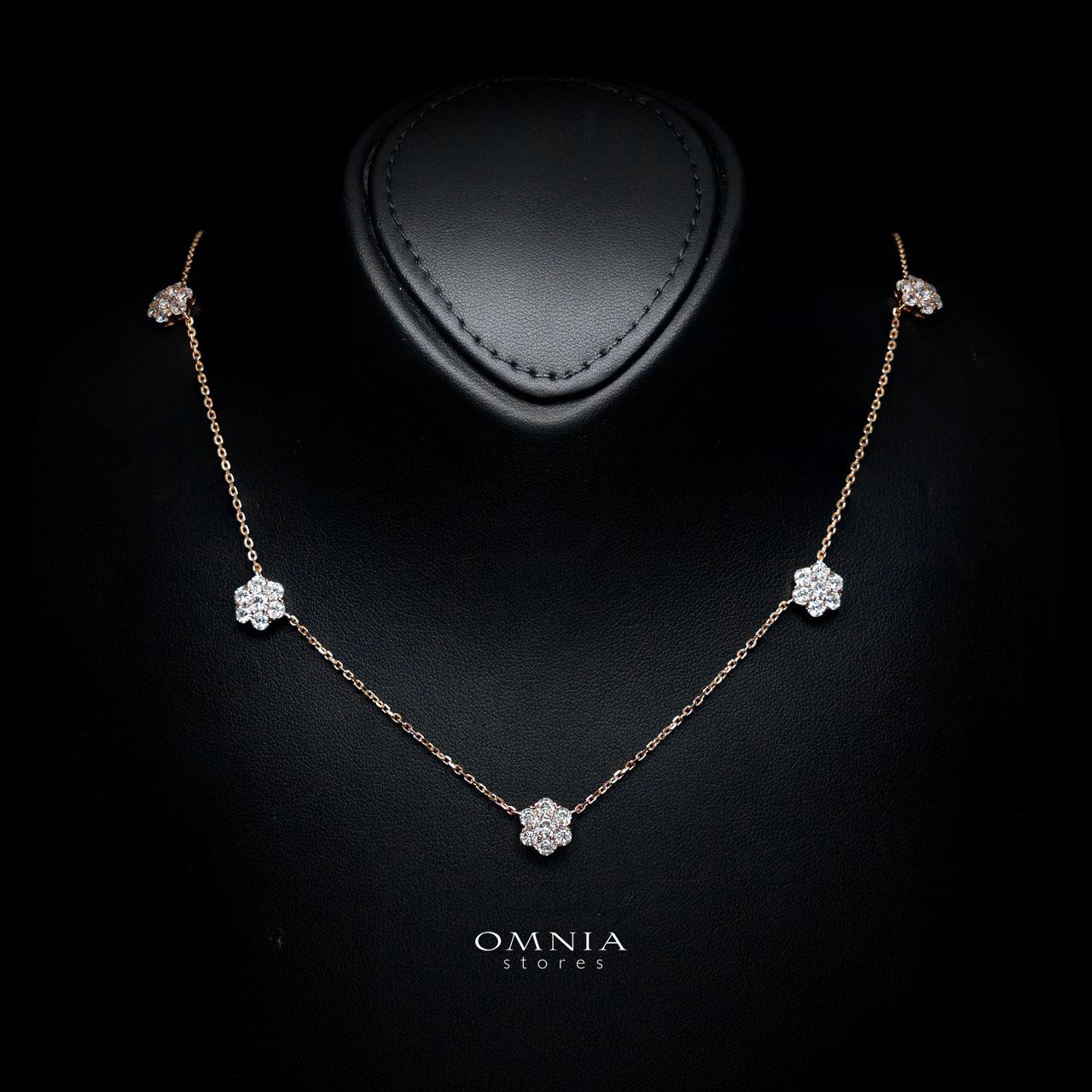 Elsie Rose Gold Floral Necklace with Certified Premium Simulated Diamonds in 925 Sterling Silver - Image 2