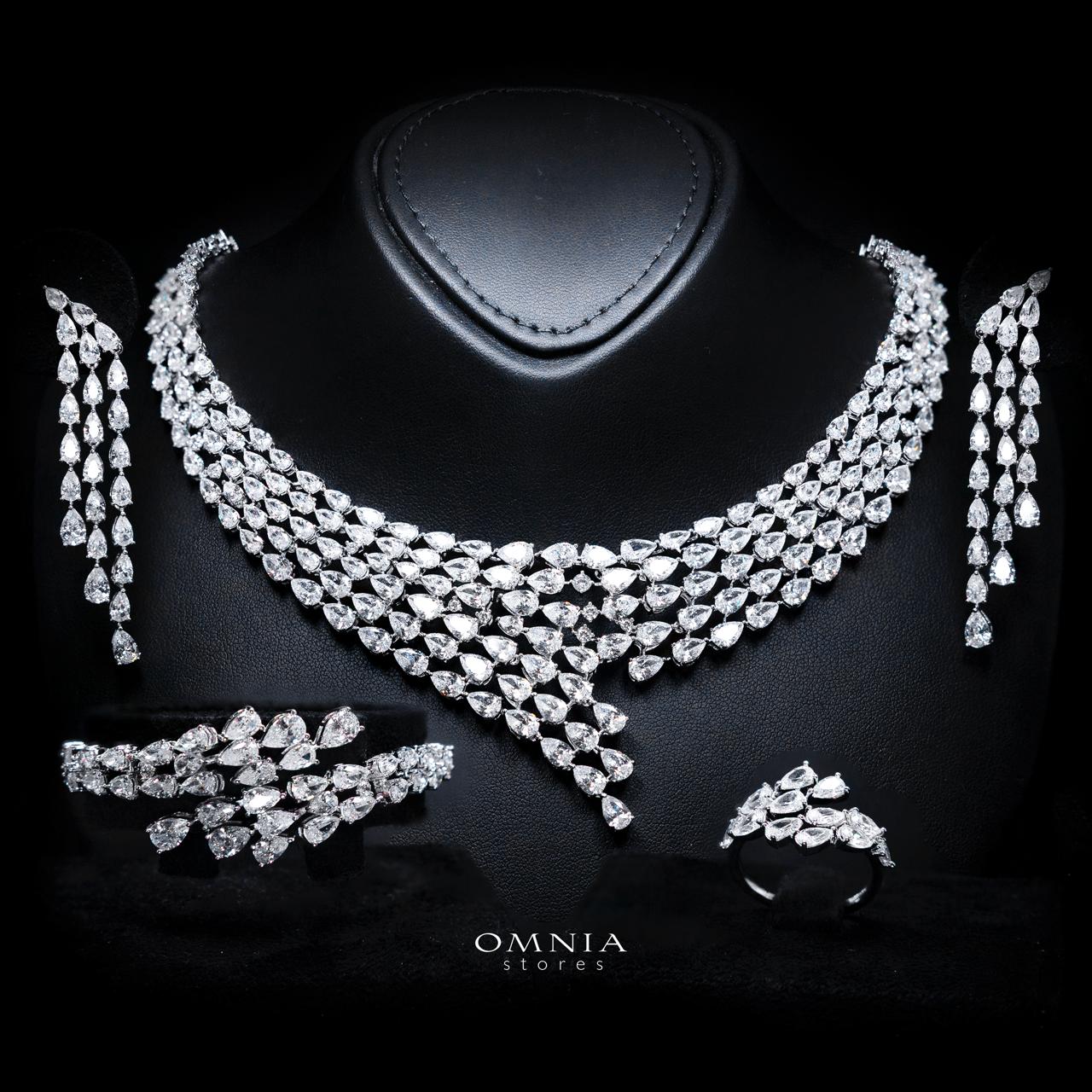 Talia White Luxury Bridal Full Set with High-Quality Simulated Diamonds – Rhodium Plated