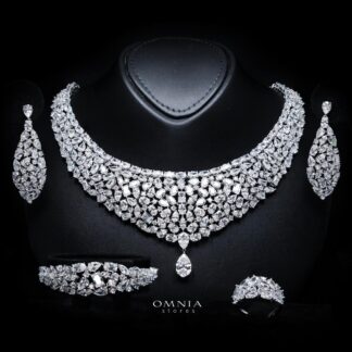 Maya White Luxury Bridal Full Set with High-Quality Simulated Diamonds – Rhodium Plated