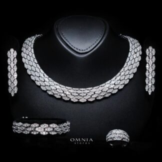 Coleen Luxury Bridal Full Set with High-Quality Simulated Diamonds – Rhodium Plated