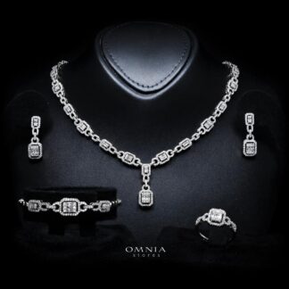 Sindy White Luxury Bridal Full Set with High-Quality Simulated Diamonds – Rhodium Plated