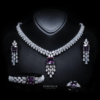 Nazaha Purple Luxury Bridal Full Set with High-Quality Simulated Diamonds – Rhodium Plated