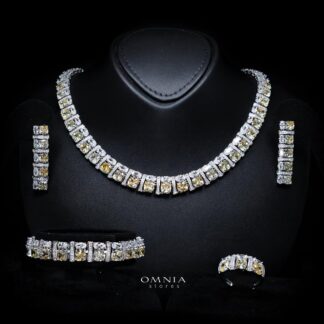 Marley Yellow Bridal Full Set with High-Quality Simulated Diamonds – Rhodium Plated
