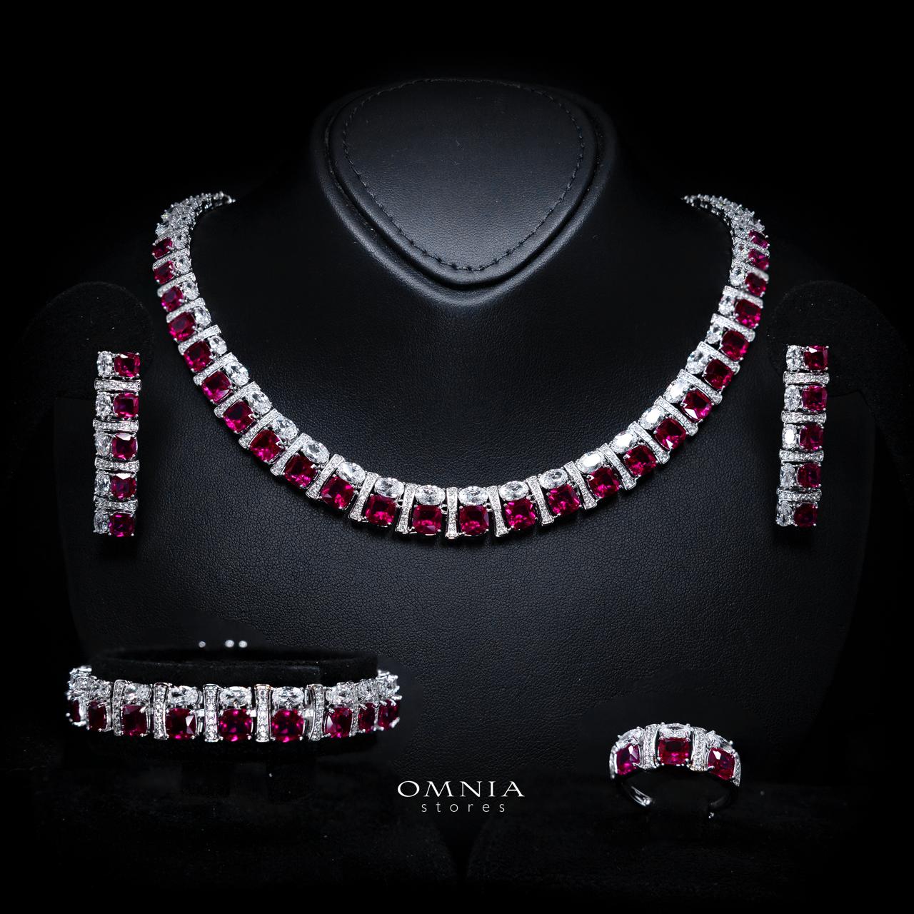 Marley Red Bridal Full Set with High-Quality Simulated Diamonds – Rhodium Plated