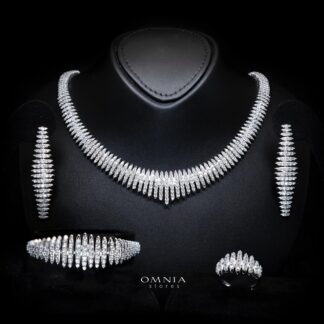 Quincy Bridal Full Set with High-Quality Simulated Diamonds – Rhodium Plated