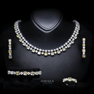 Maisie Yellow Luxury Bridal Full Set with High-Quality Simulated Diamonds – Rhodium Plated