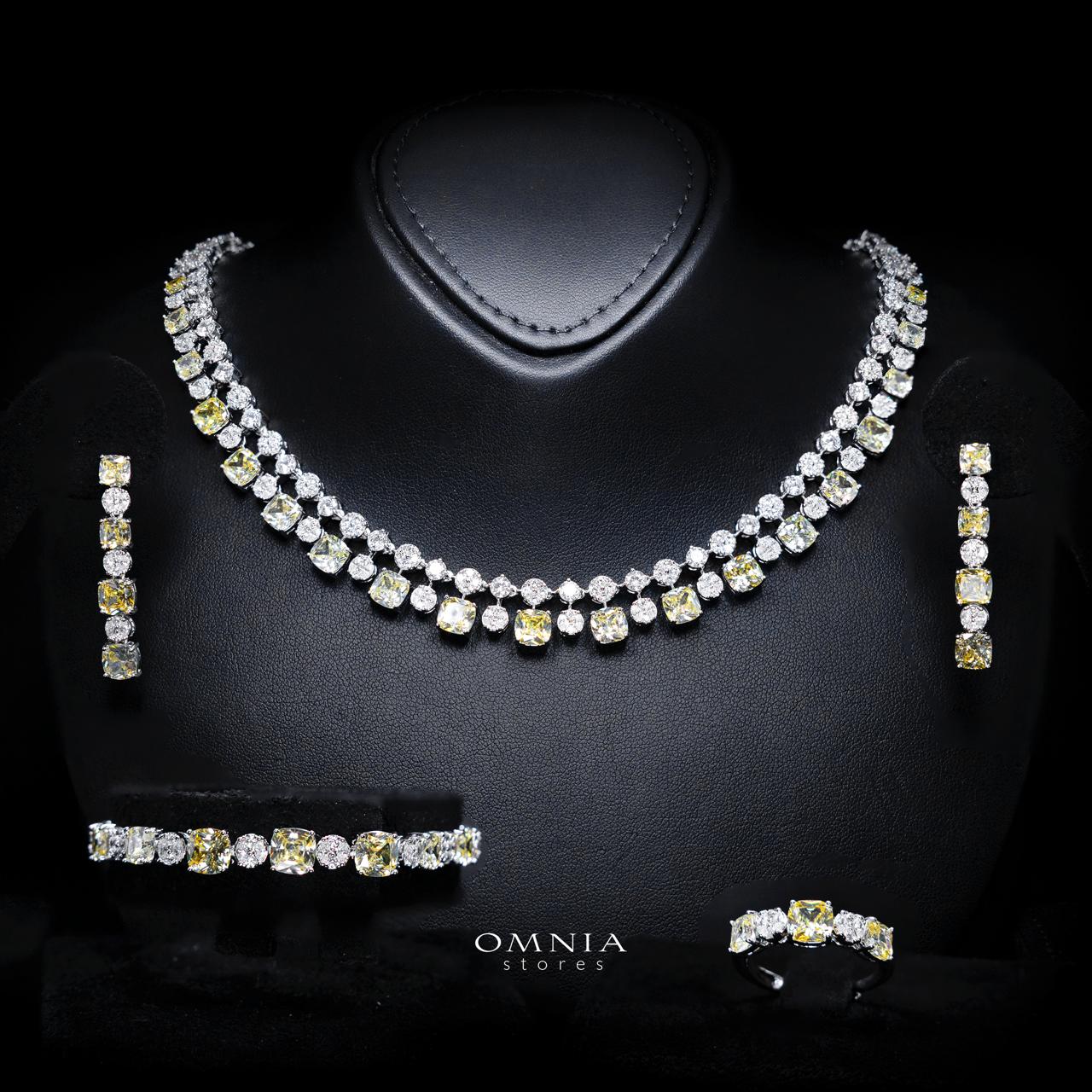 Maisie Yellow Luxury Bridal Full Set with High-Quality Simulated Diamonds – Rhodium Plated