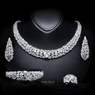 Roxane White Luxury Bridal Full Set with High-Quality Simulated Diamonds – Rhodium Plated