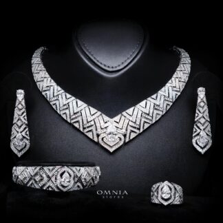 Daryan White Luxury Bridal Full Set with High-Quality Simulated Diamonds – Rhodium Plated