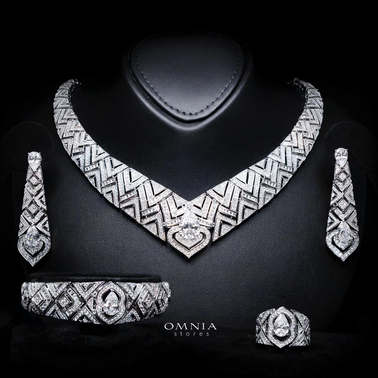 Daryan White Luxury Bridal Full Set with High-Quality Simulated Diamonds – Rhodium Plated