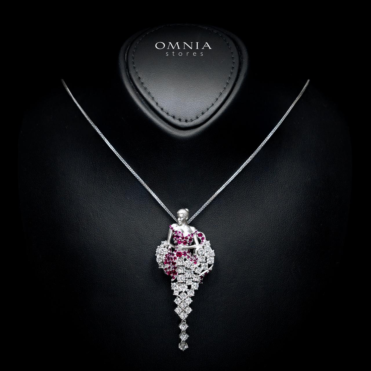 Alodia Ruby Red Necklace with Certified Premium Simulated Diamonds in 925 Sterling Silver - Image 2