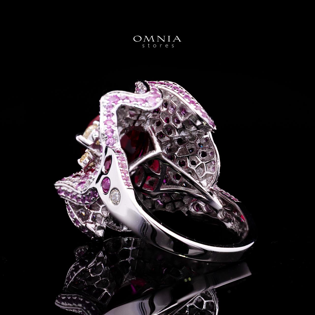 Catriona Red Ring with Certified High-Quality Premium Simulated Diamonds in 925 Sterling Silver - Image 4