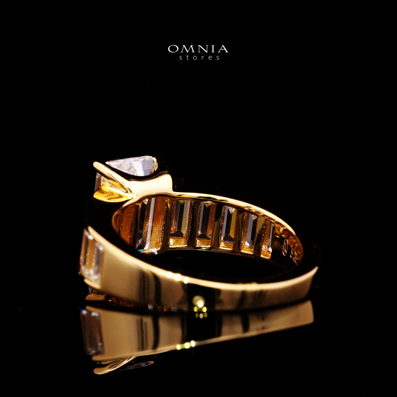 Elisse Gold-Plated Ring with Certified Premium Simulated Diamonds in 925 Sterling Silver - Image 4
