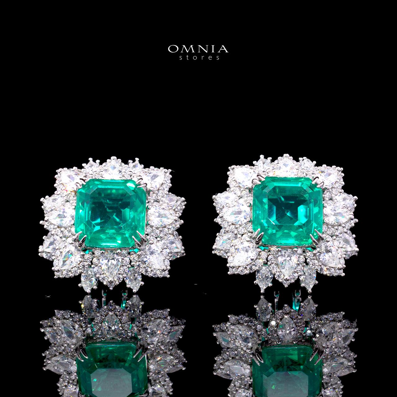 Harleen Green Earrings with Certified High-Quality Premium Simulated Diamonds in 925 Sterling Silver