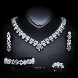 Rowena White Luxury Bridal Full Set with High-Quality Simulated Diamonds – Rhodium Plated