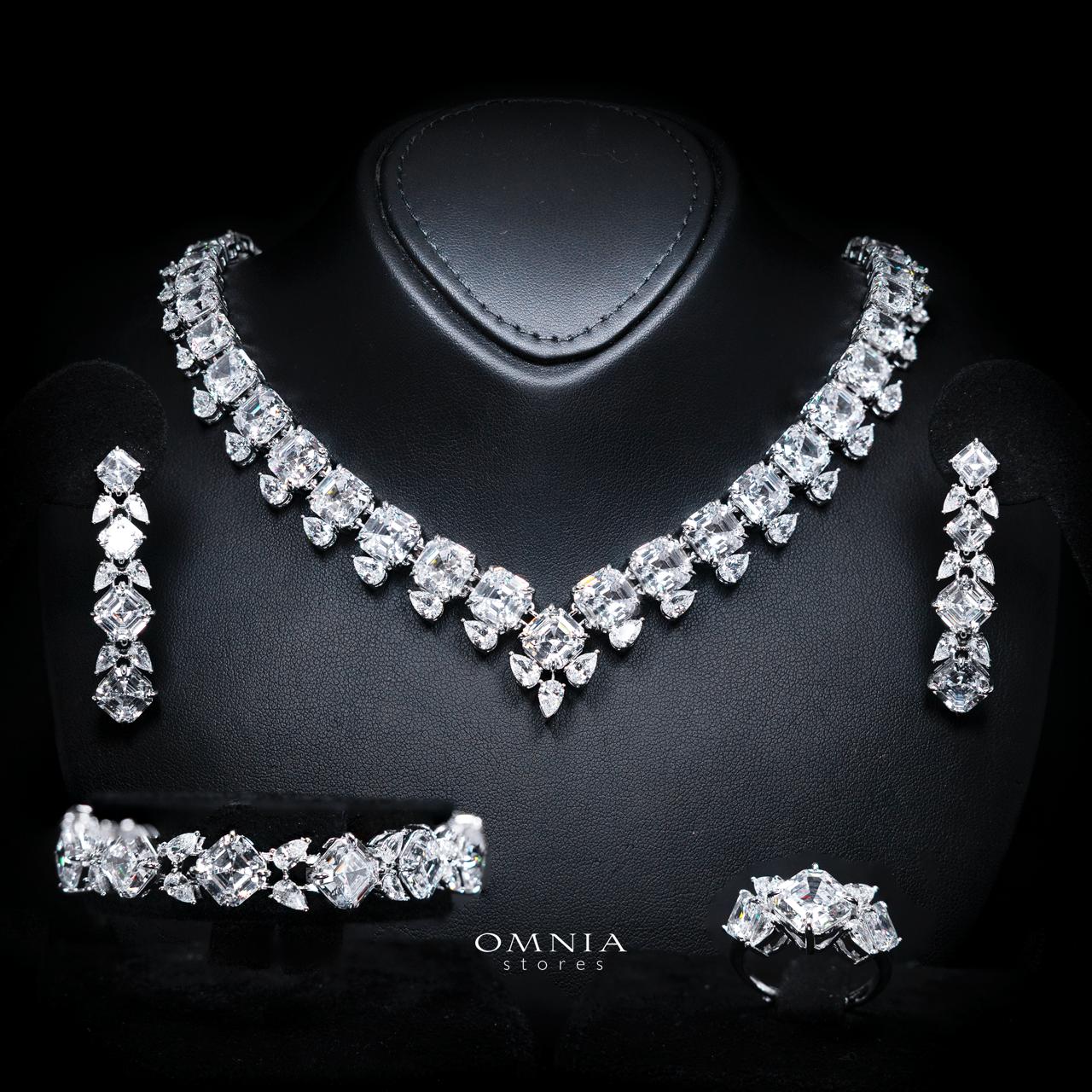 Rowena White Luxury Bridal Full Set with High-Quality Simulated Diamonds – Rhodium Plated