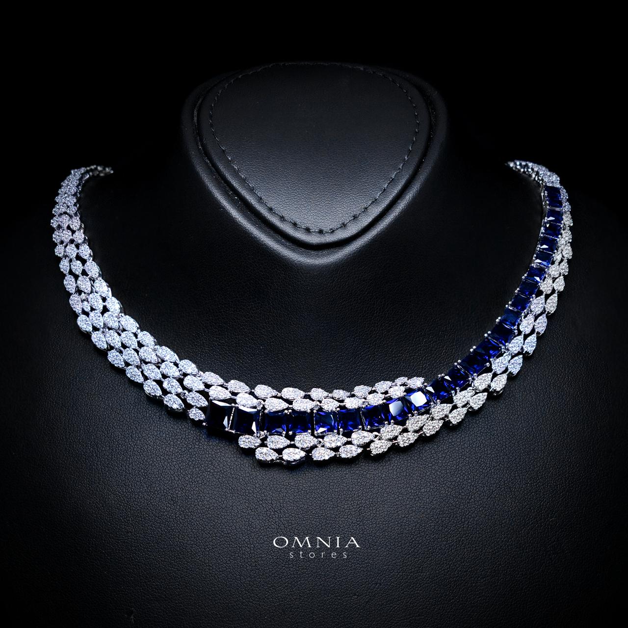 Trinity Blue Luxury Bridal Full Set with High-Quality Simulated Diamonds – Rhodium Plated - Image 2